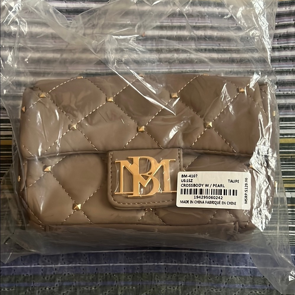 Taupe Quilted Crossbody Bag